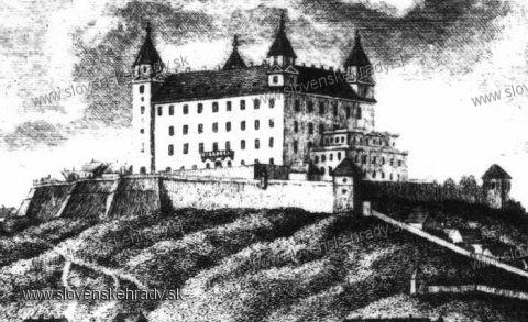 Bratislavsk hrad - zobrazenie z roku 1800