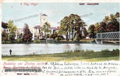 Budatnsky zmok - hrad na pohadnici z roku 1903<br>Zdroj: www.aukro.sk
