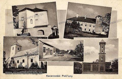 Kecerovské Pekľany - kaštieľ v hornej polovici pohľadnice z roku 1930