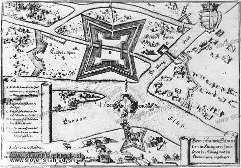 ab hrad - kartografick obraz opevnenia pri Kollrove<br />medirytina C. Meriana poda nkresov J. Priamiho, 1672